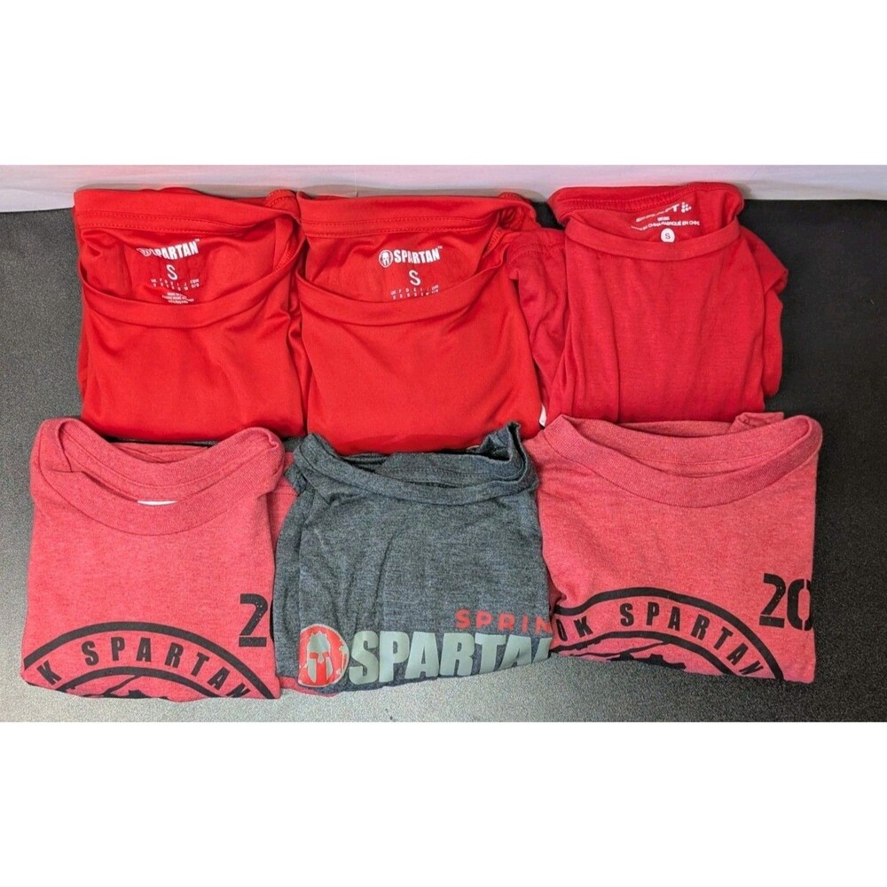 6pc Spartan Size Small Unisex Technical Men's Volunteer Red/Grey T-shirt